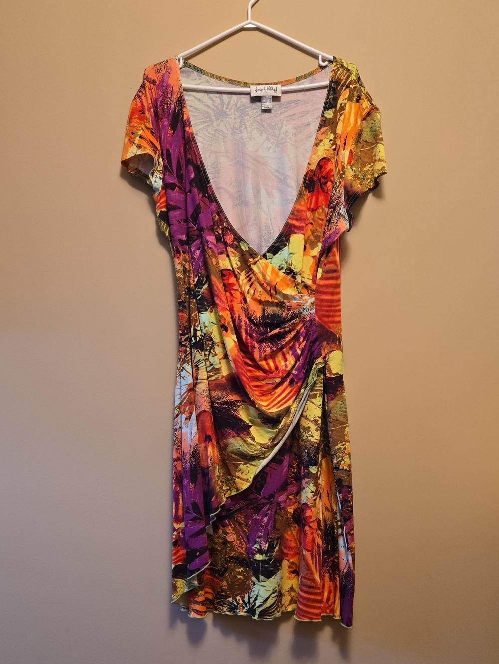 Joseph Ribkoff Multicolor V-Neck Wrap Dress